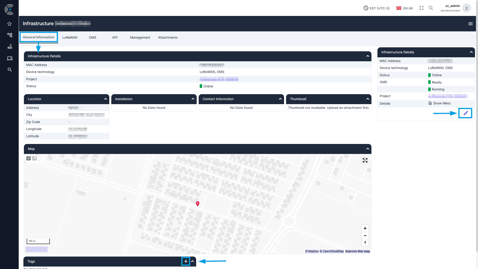 Datahub: View and Edit General Information of Infrastructure