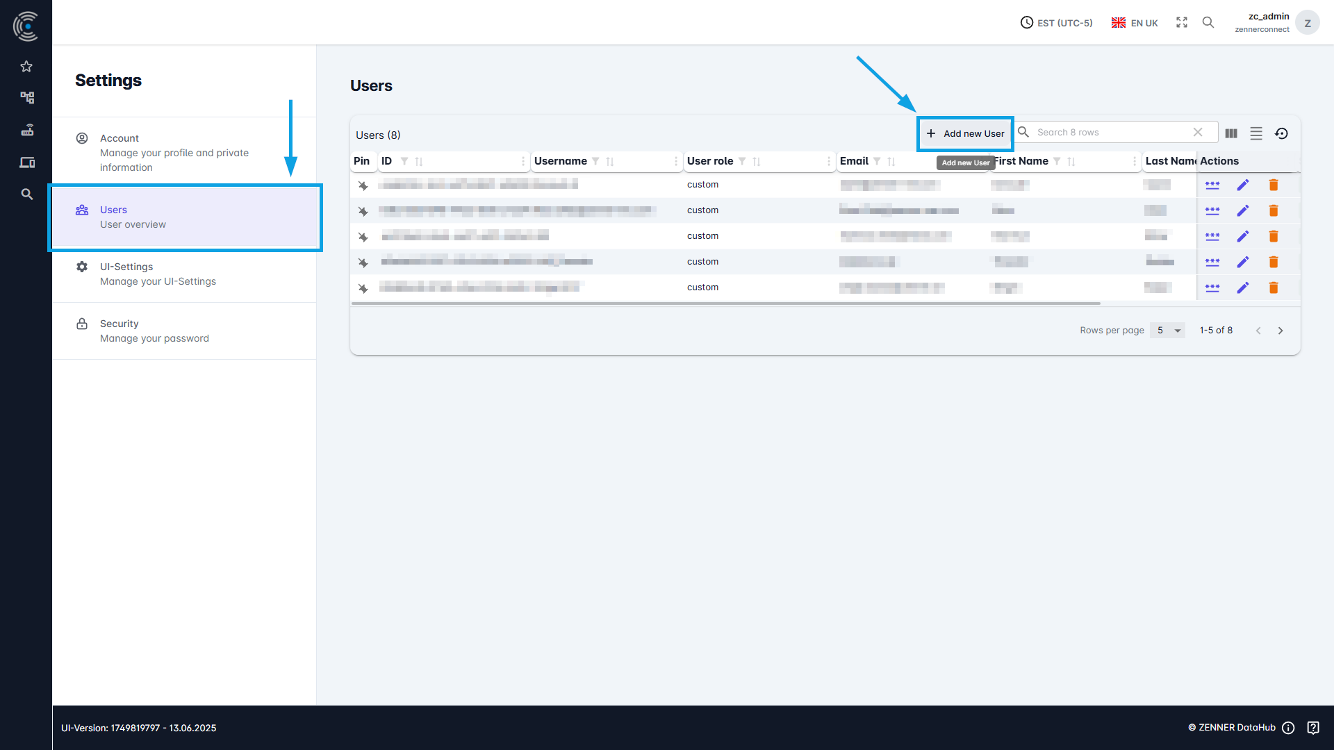 Datahub: Add a new User - Step 2