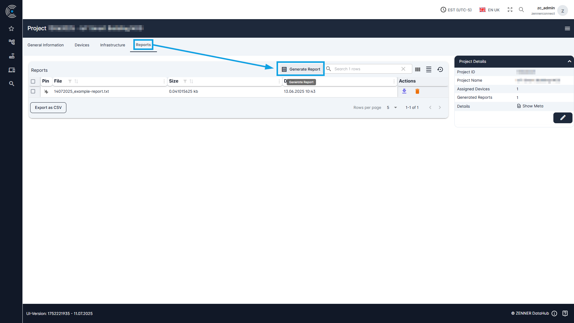 Datahub: Projects - Generate Reports Step 1