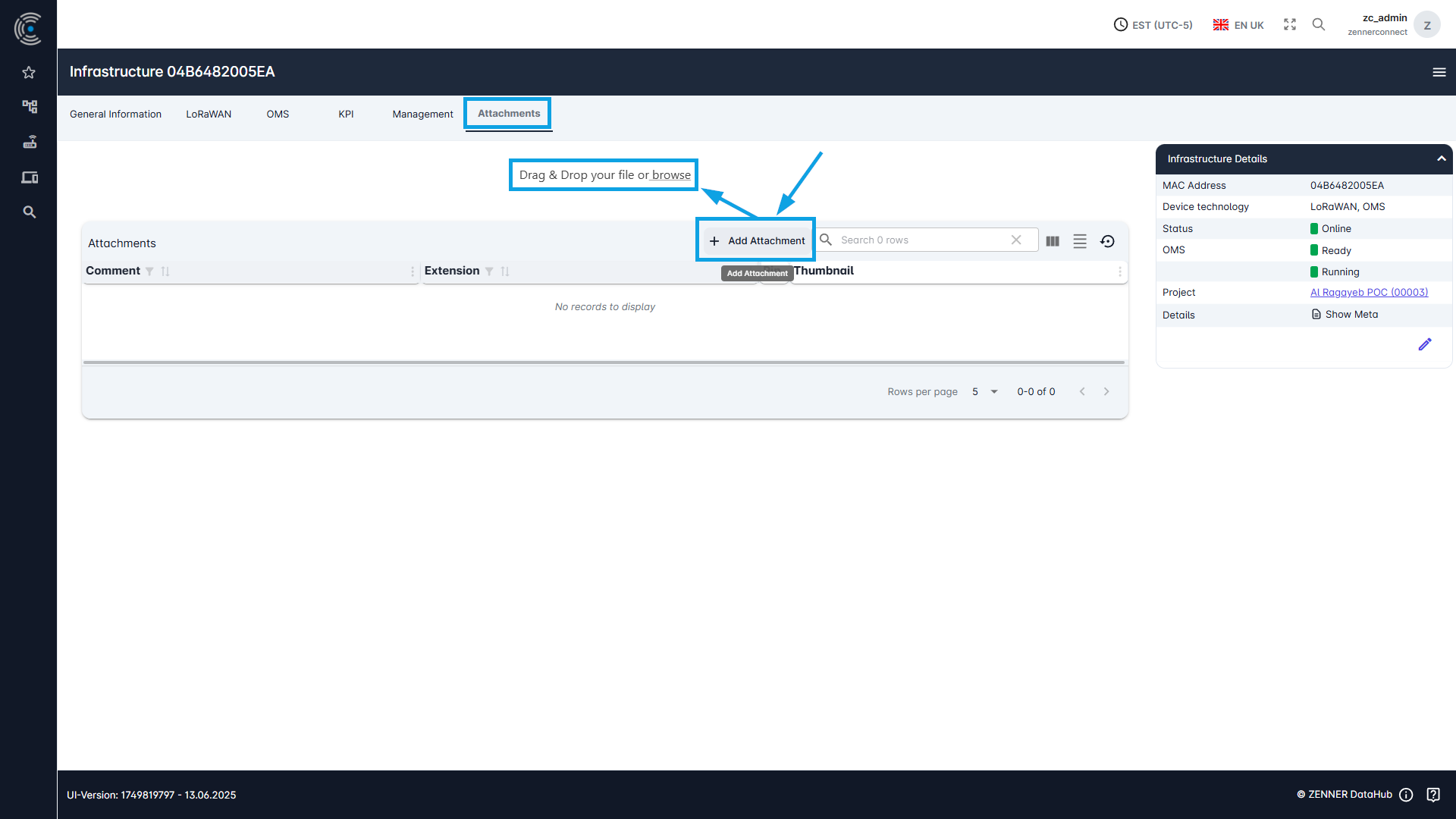 Datahub: Add attachments to infrastructure - Step 1-2