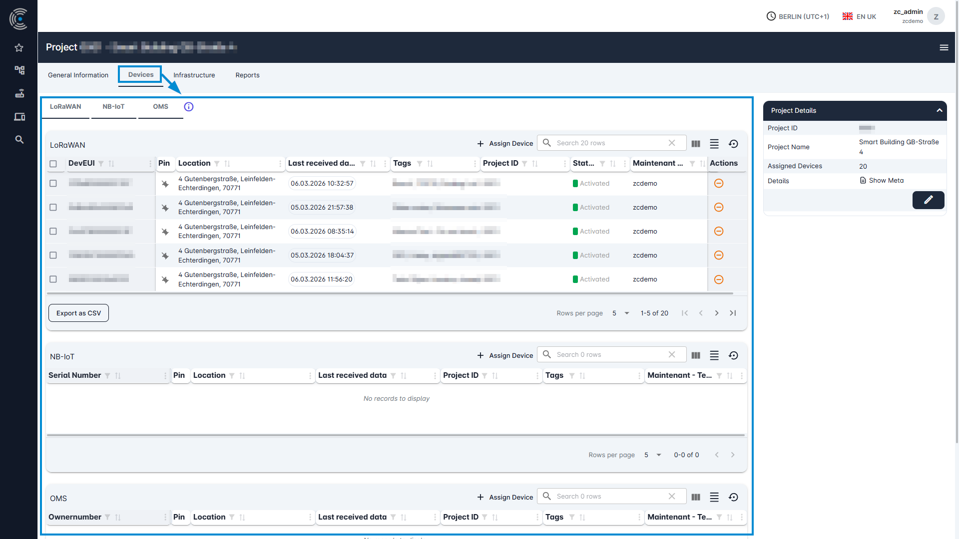 Datahub: Projects - Assign Devices via Device Page Step 3