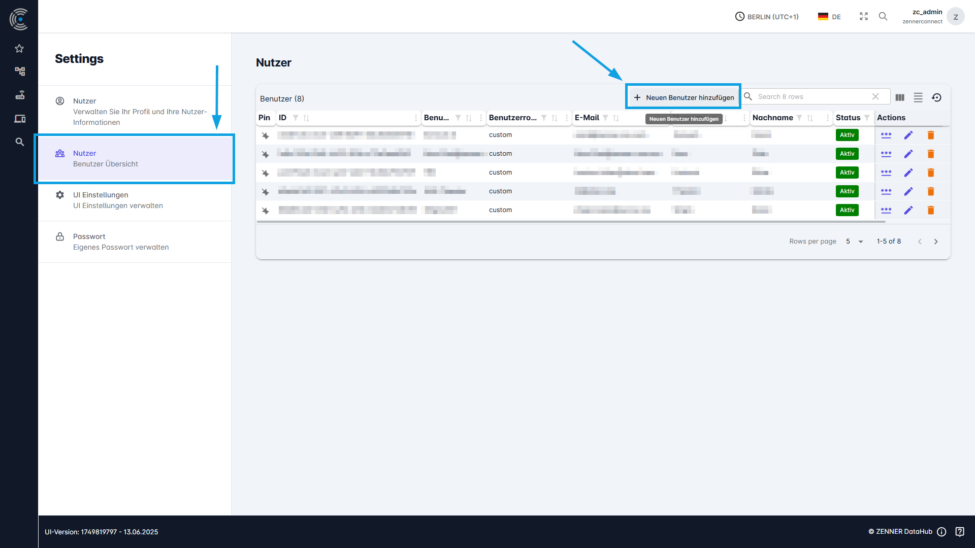 Datahub: Neuen Benutzer hinzufügen - Schritt 2