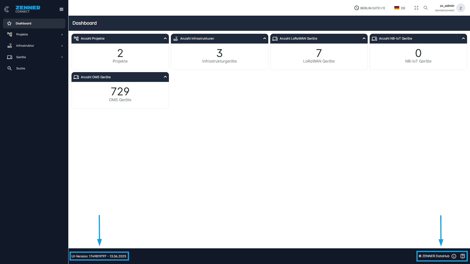 Datahub: UI-Version, Changelog und weitere Links