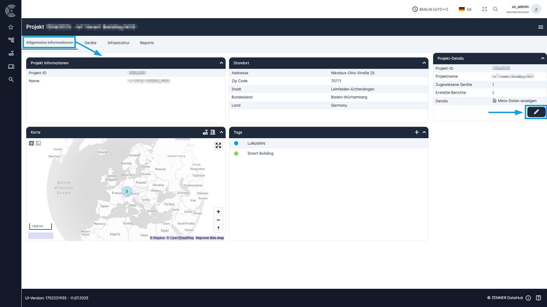 Datahub: Projekte - Allgemeine Informationen