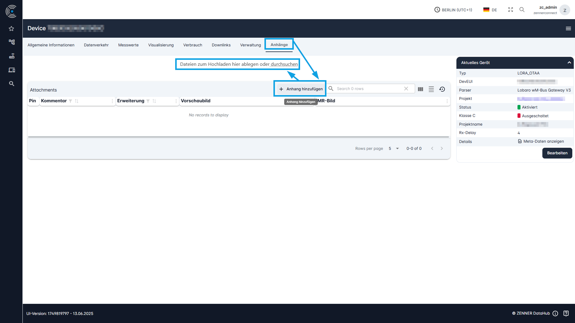 Datahub: Anhänge zu Geräten hinzufügen - Schritt 1-2