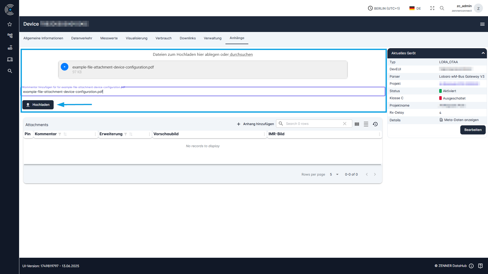 Datahub: Anhänge zu Geräten hinzufügen - Schritt 3