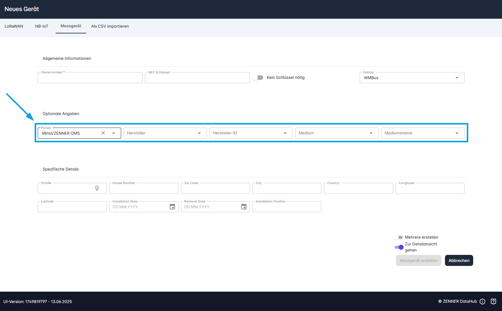 Datahub: Parser Messgeräten/OMS-Geräten zuweisen