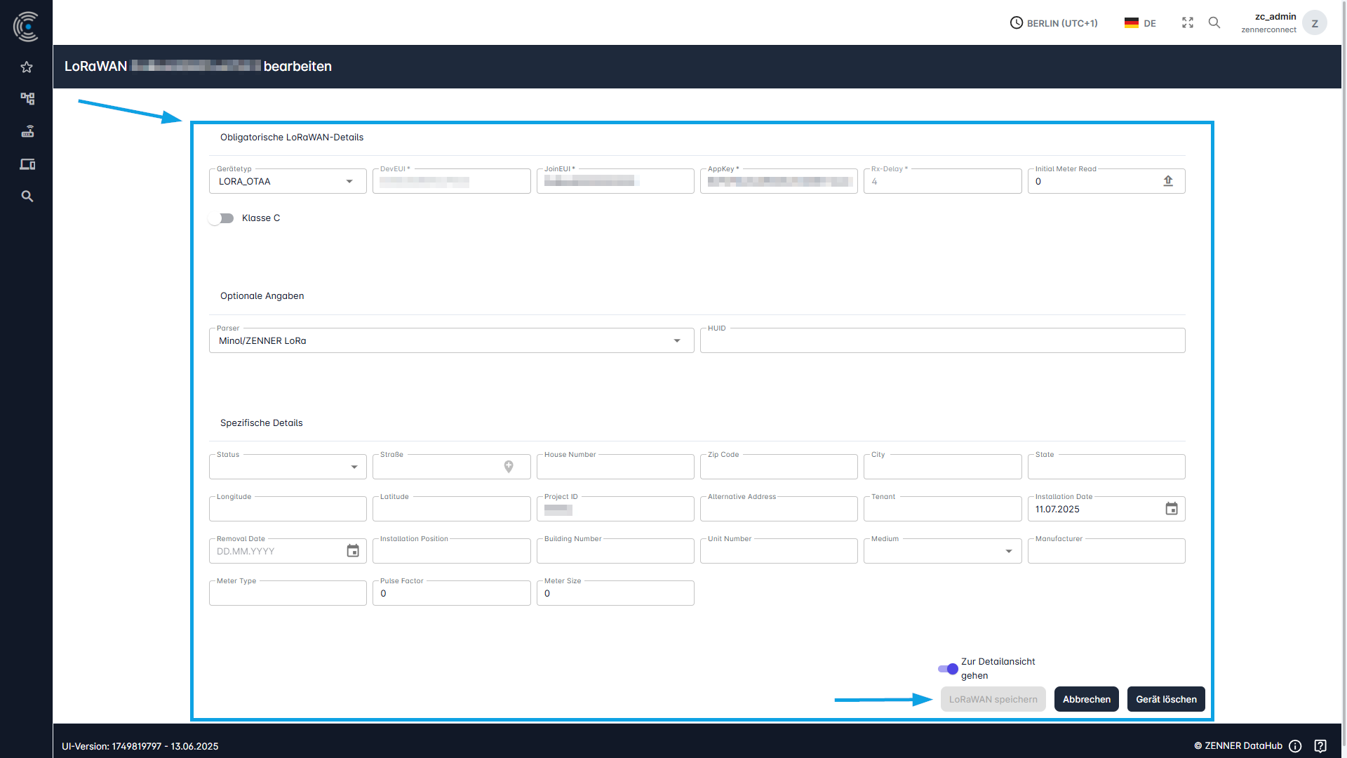 Datahub: Geräte direkt über Schaltfläche "Bearbeiten" in Geräteliste bearbeiten - Schritt 2