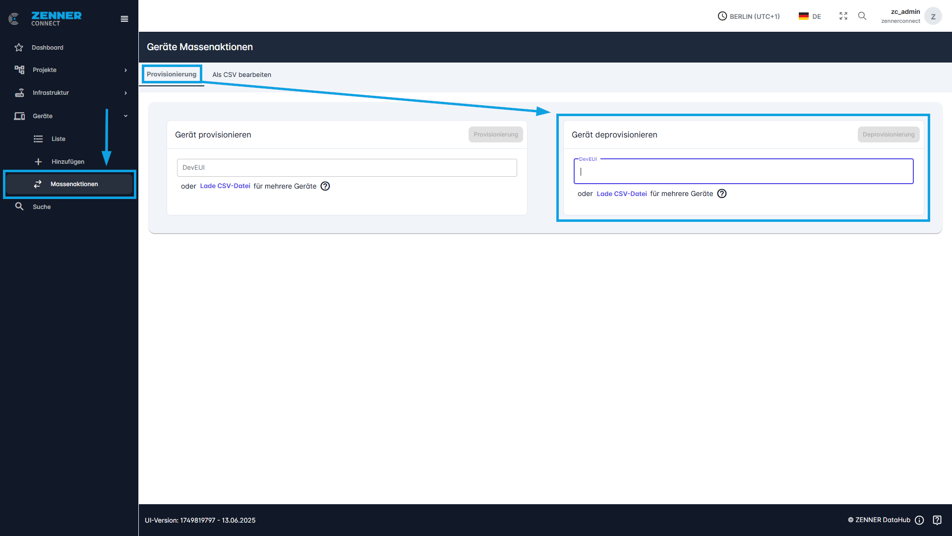 Datahub: Massenaktionen – Deprovisionierung von Geräten