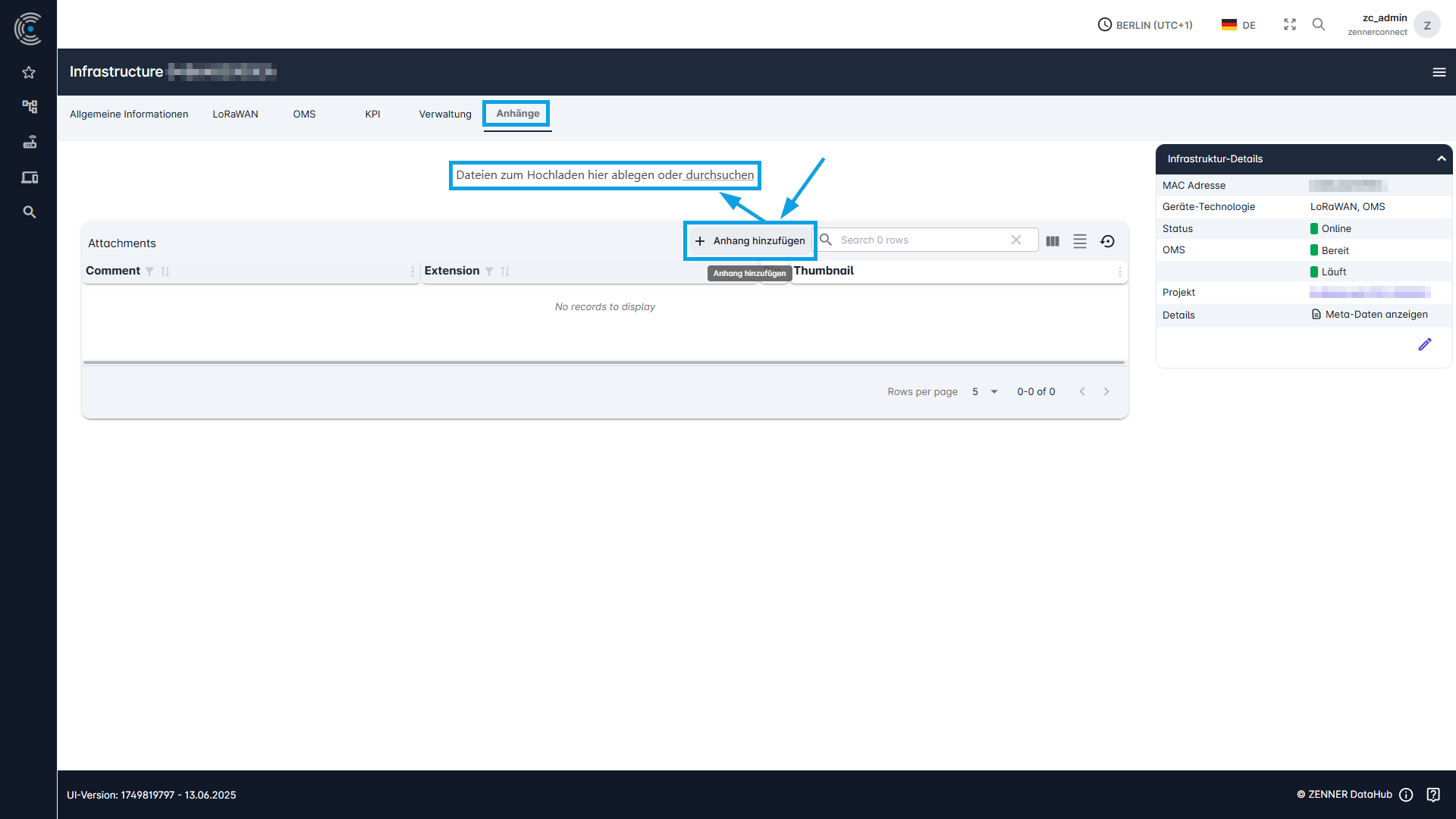 Datahub: Anhänge zu Infrastruktur hinzufügen - Schritt 1-2