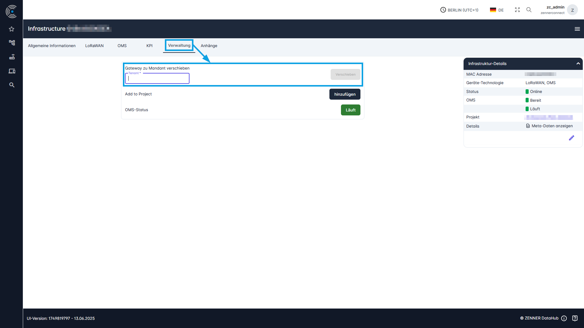Datahub: Infrastruktur/Gateways in anderen Mandanten verschieben